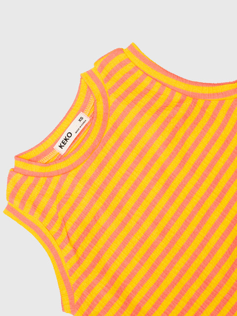 Ribbed Stripe Tank in Orange