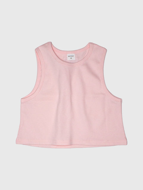 Ribbed Boxy Tank in Pink