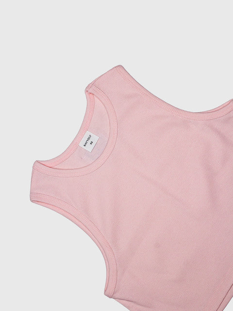 Ribbed Boxy Tank in Pink