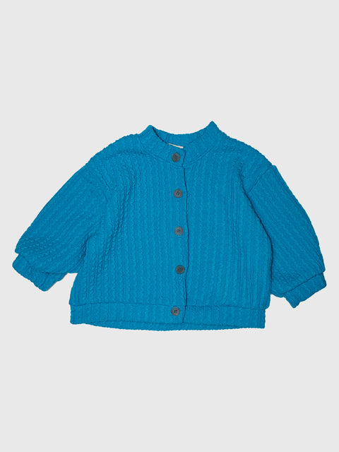Textured Knit Cardigan in Bright Blue
