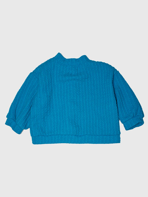 Textured Knit Cardigan in Bright Blue