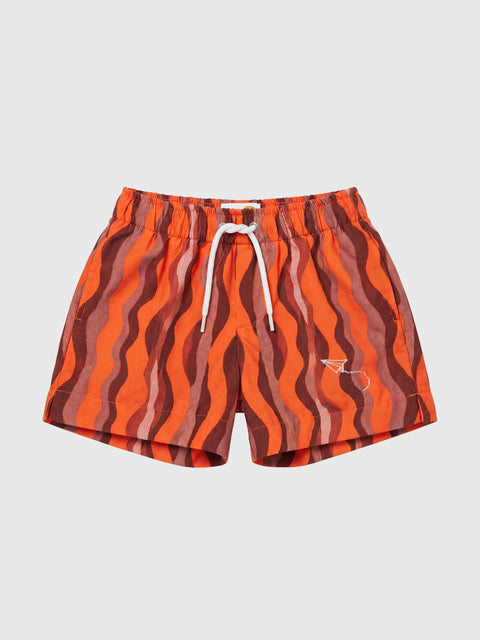 Wavy Swim Shorts in Tangerine