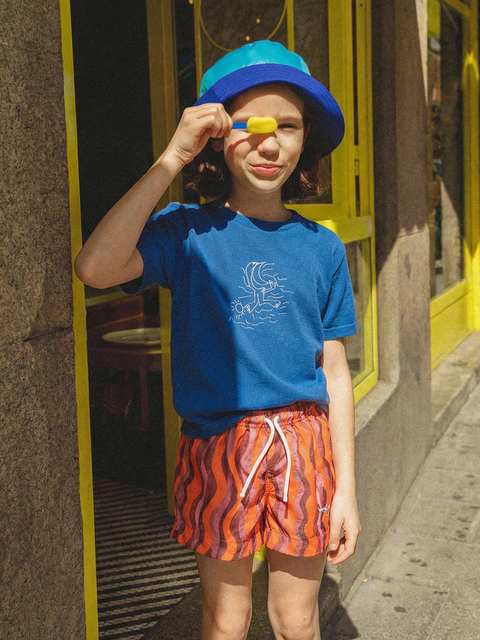 Wavy Swim Shorts in Tangerine