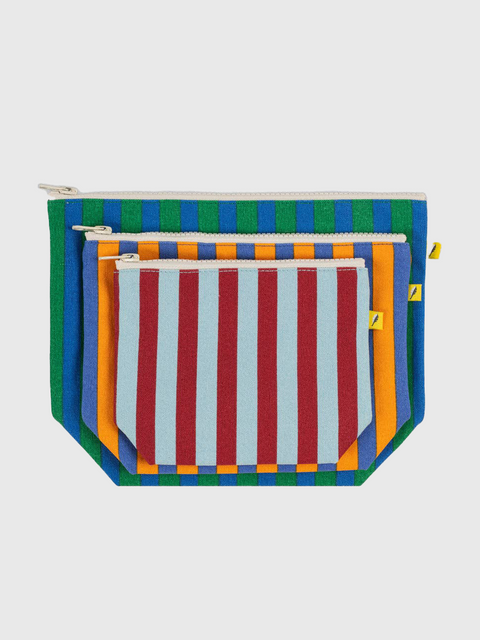 Everyday Zip Pouches Set in Awning Stripe