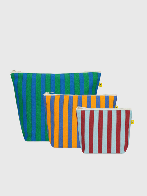 Everyday Zip Pouches Set in Awning Stripe