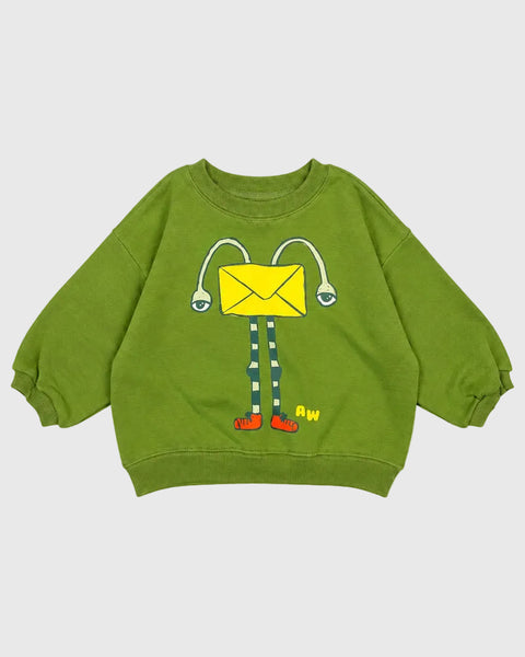 Boxy Snail Mail Sweatshirt in Green