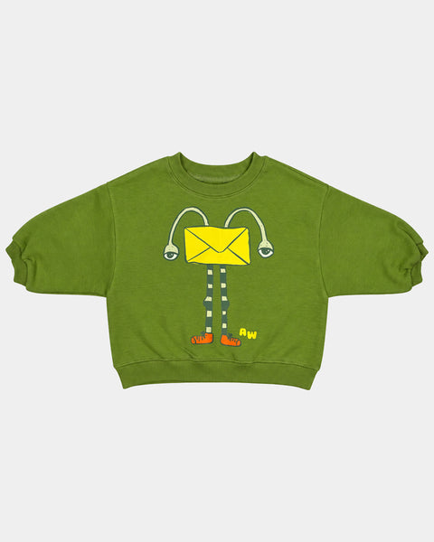 Boxy Snail Mail Sweatshirt in Green