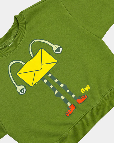 Boxy Snail Mail Sweatshirt in Green