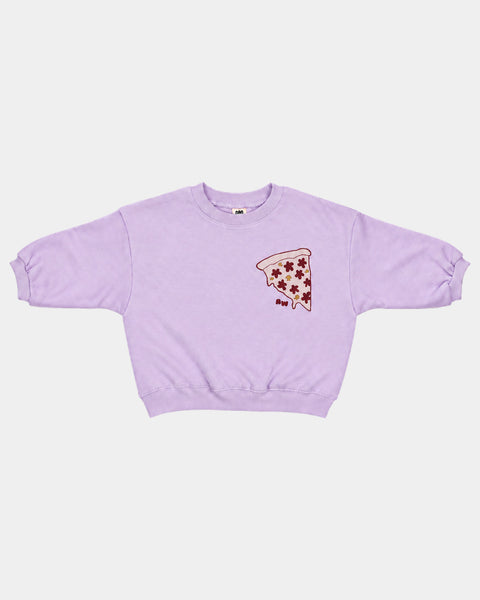 Boxy Pizza Sweatshirt in Lilac