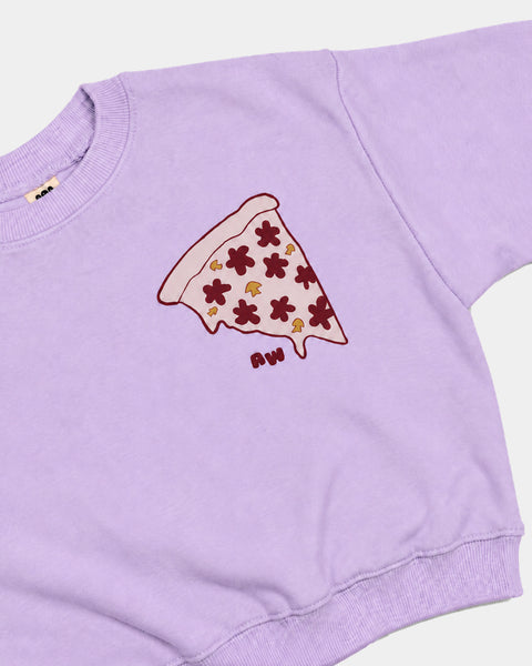 Boxy Pizza Sweatshirt in Lilac