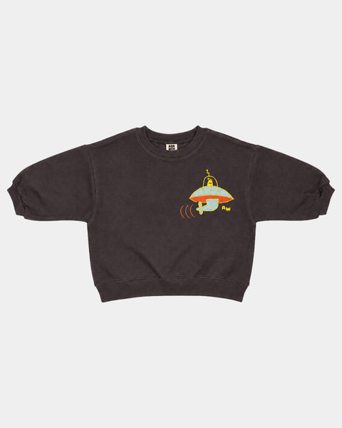 Boxy UFO Sweatshirt in Washed Black