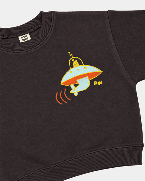 Boxy UFO Sweatshirt in Washed Black