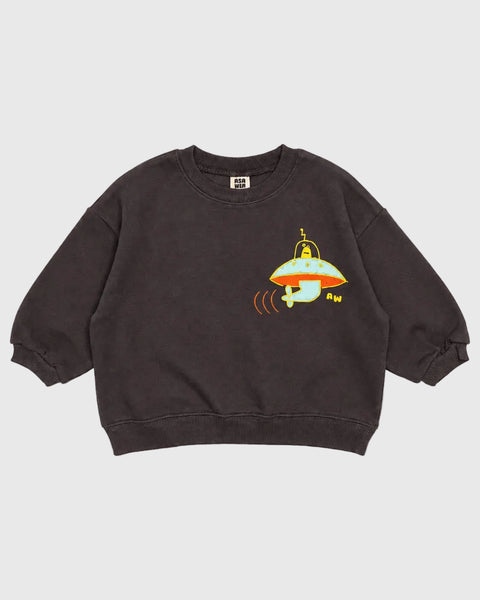 Boxy UFO Sweatshirt in Washed Black