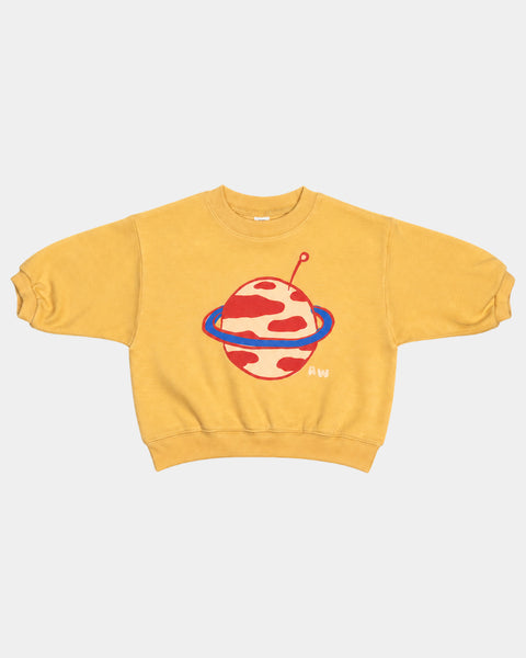 Boxy Planet Sweatshirt in Mustard