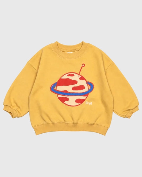 Boxy Planet Sweatshirt in Mustard