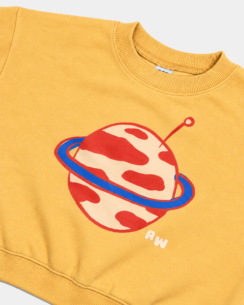 Boxy Planet Sweatshirt in Mustard