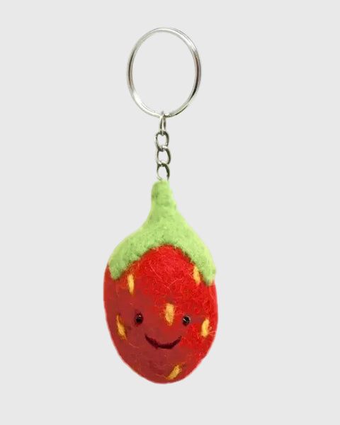 Felt Strawberry Keychain in Red