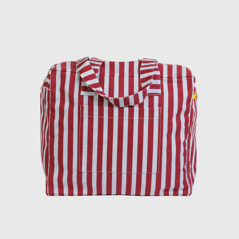 Daytrip Tote in Awning Stripe Chili Pepper