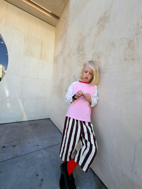 Stripe Kick Pants in Chocolate/Cream